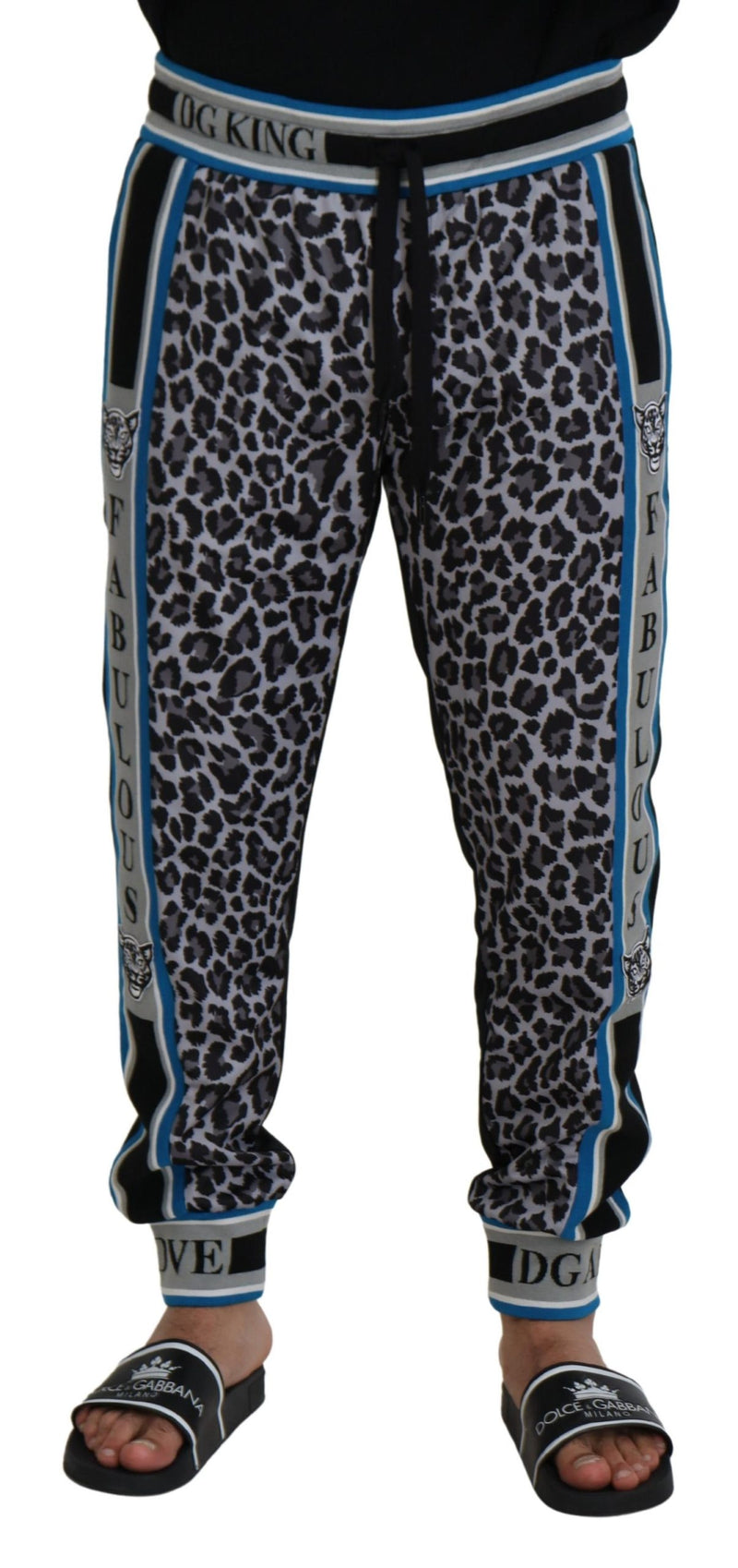 Pantalon de jogging multicolore pour homme à imprimé léopard DG King, Dolce & Gabbana