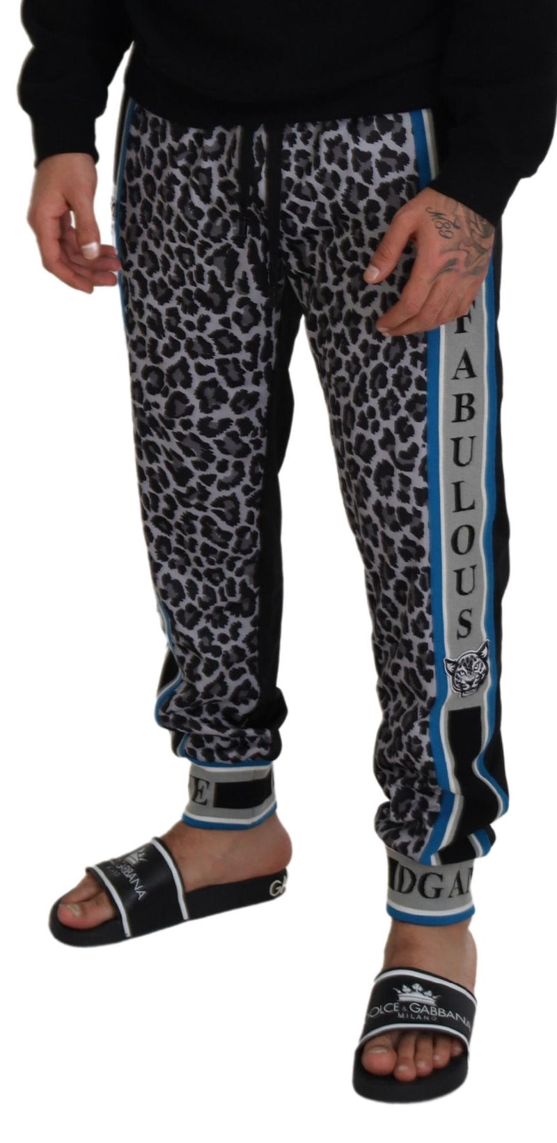 Pantalon de jogging multicolore pour homme à imprimé léopard DG King, Dolce & Gabbana