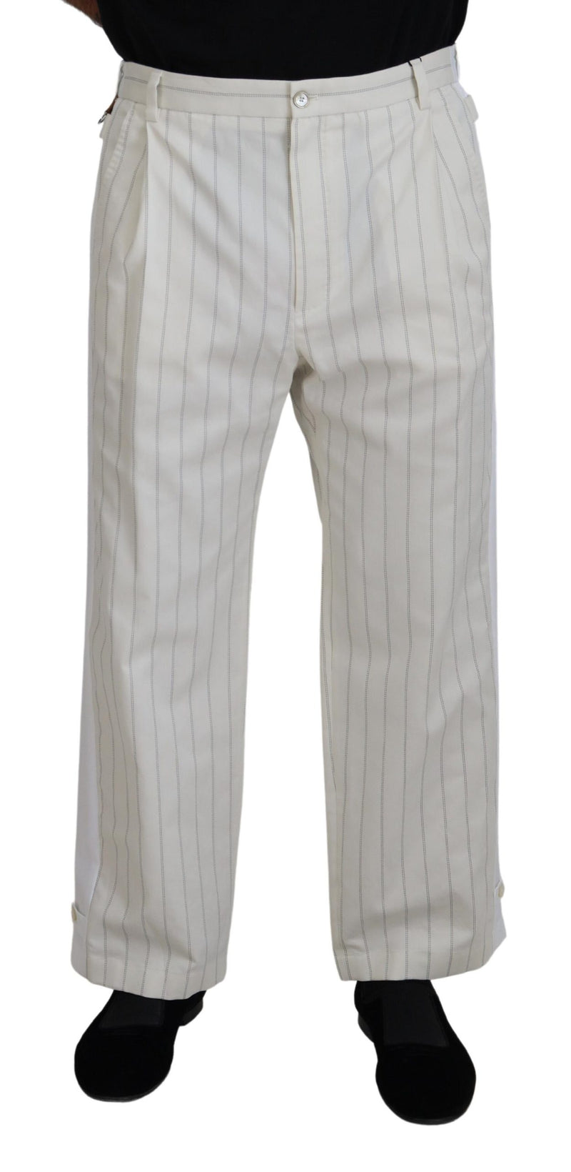 Calça social branca de algodão com listras, Dolce & Gabbana