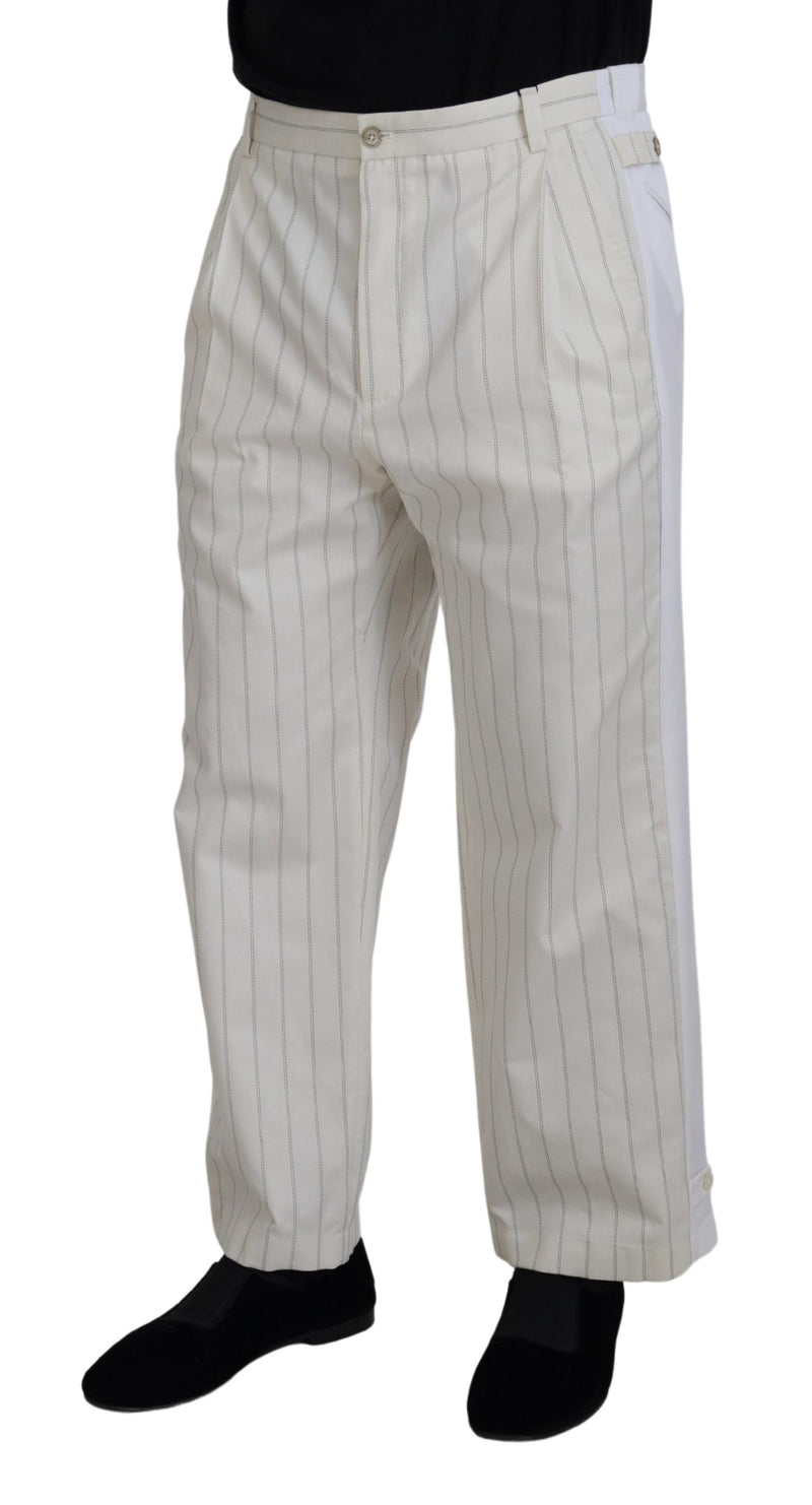 Calça social branca de algodão com listras, Dolce & Gabbana