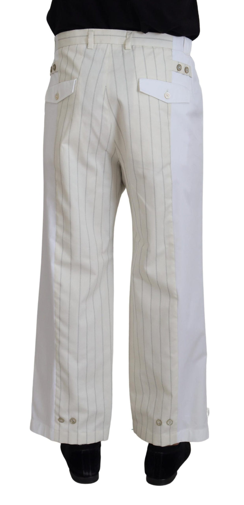 Calça social branca de algodão com listras, Dolce & Gabbana