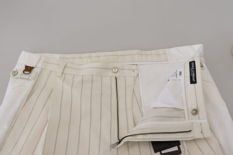Calça social branca de algodão com listras, Dolce & Gabbana