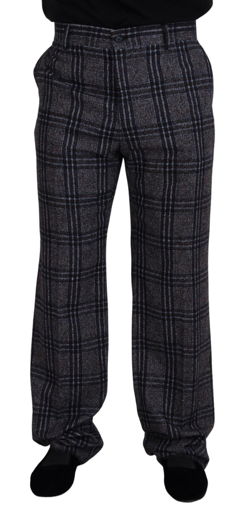 Pantaloni da uomo a vita media grigi a quadri Dolce & Gabbana