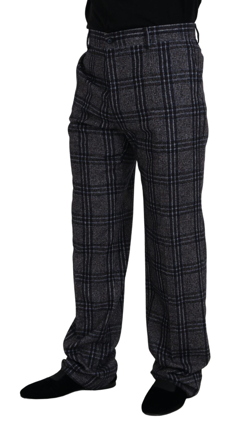 Pantaloni da uomo a vita media grigi a quadri Dolce & Gabbana