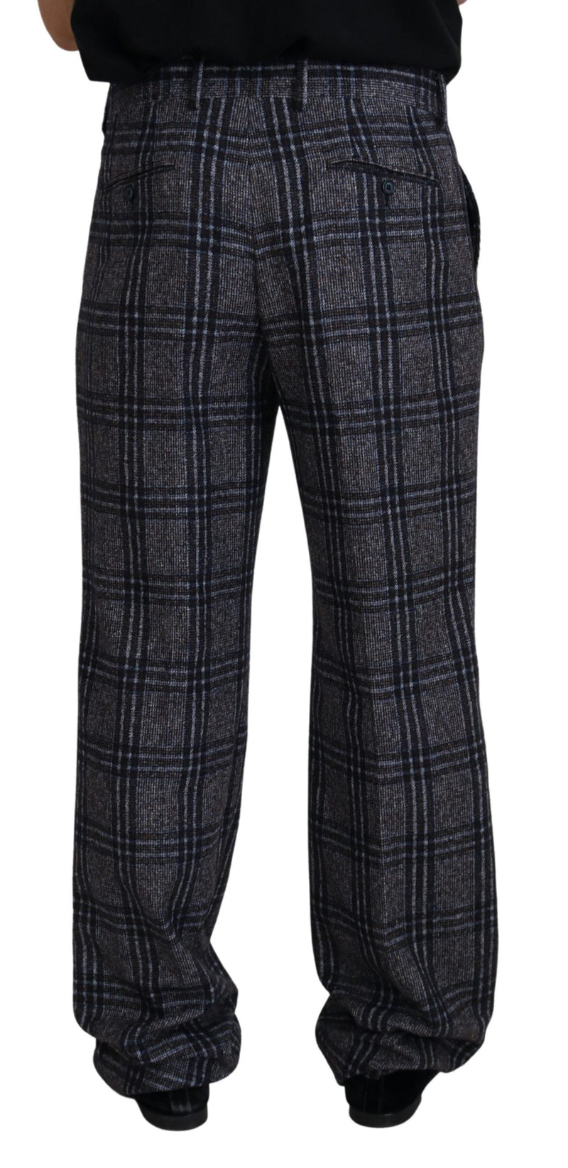 Pantaloni da uomo a vita media grigi a quadri Dolce & Gabbana