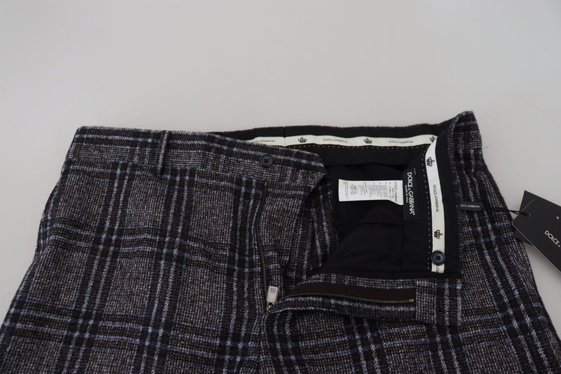 Pantaloni da uomo a vita media grigi a quadri Dolce & Gabbana