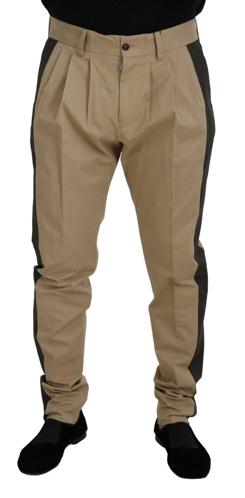 Pantalon chino pour homme en coton marron et noir Dolce & Gabbana