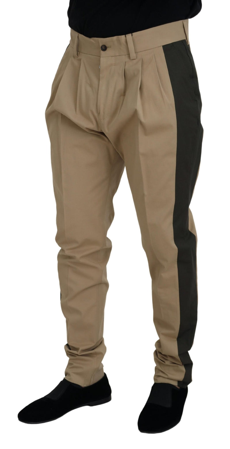 Pantalon chino pour homme en coton marron et noir Dolce & Gabbana