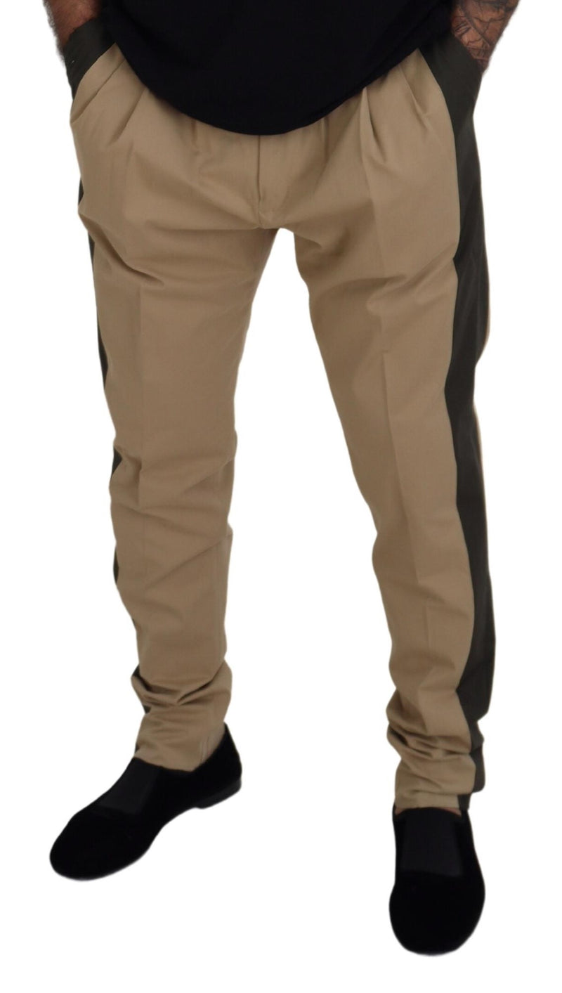 Pantalon chino pour homme en coton marron et noir Dolce & Gabbana