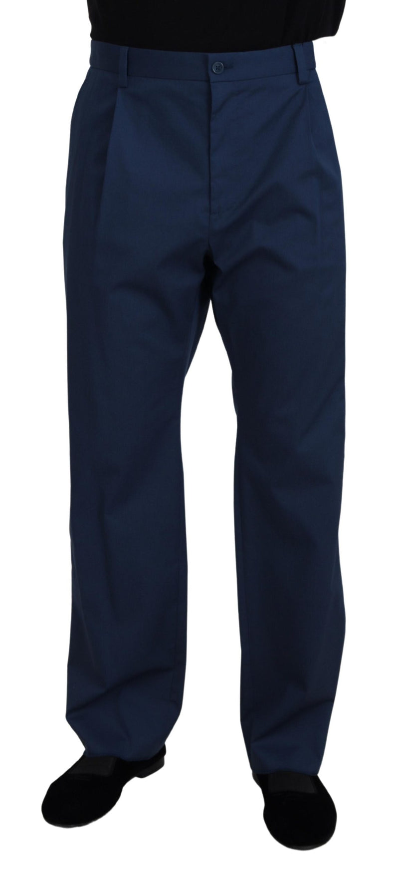 Pantalones de corte recto en algodón azul Dolce & Gabbana
