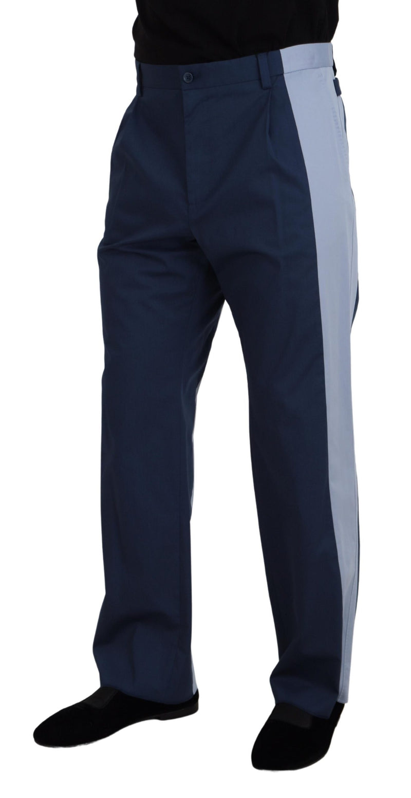 Pantalones de corte recto en algodón azul Dolce & Gabbana