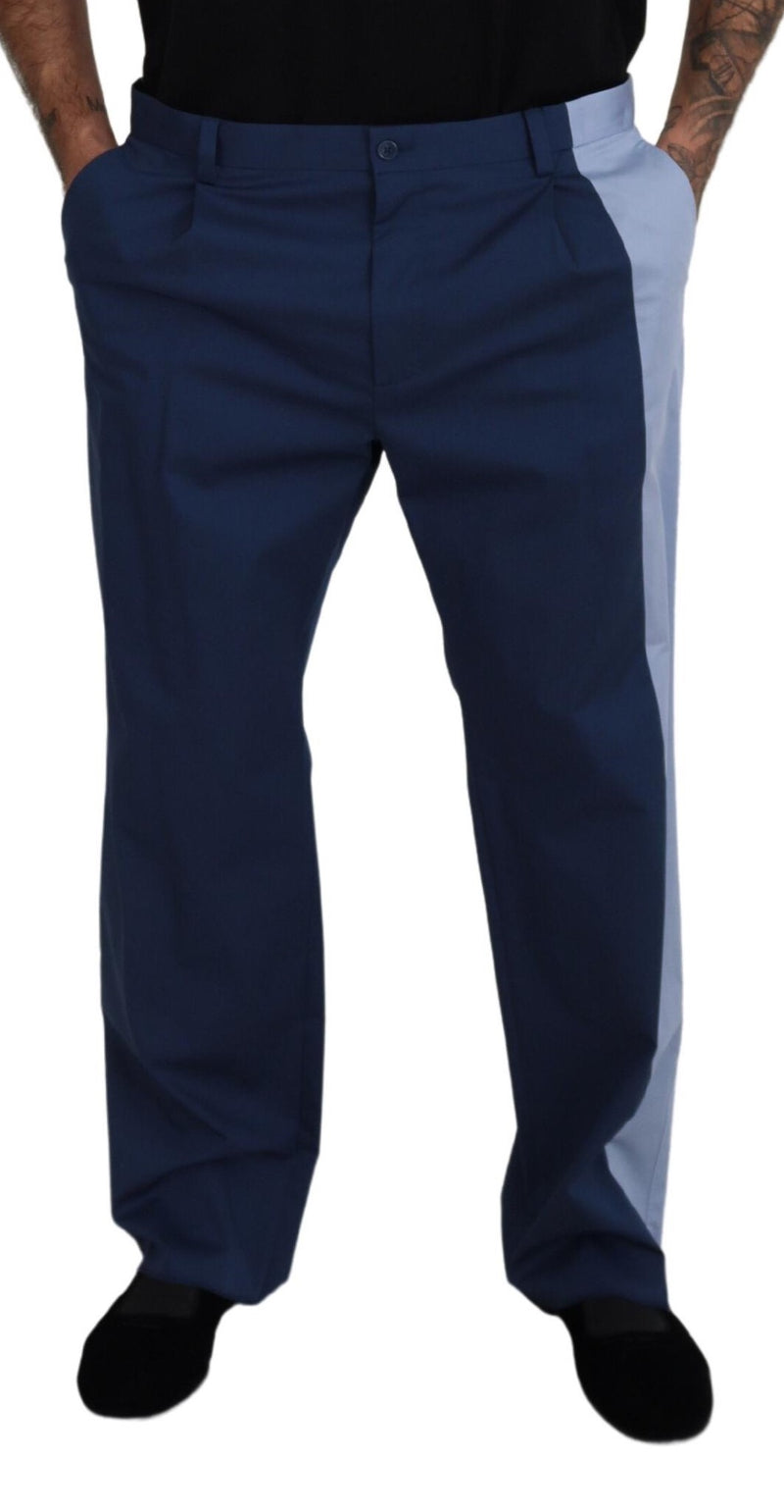 Pantalones de corte recto en algodón azul Dolce & Gabbana