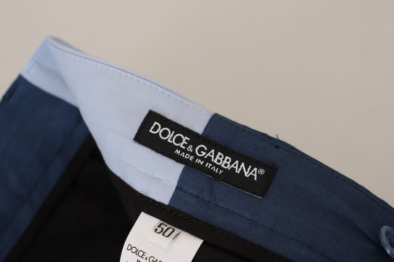 Pantalones de corte recto en algodón azul Dolce & Gabbana