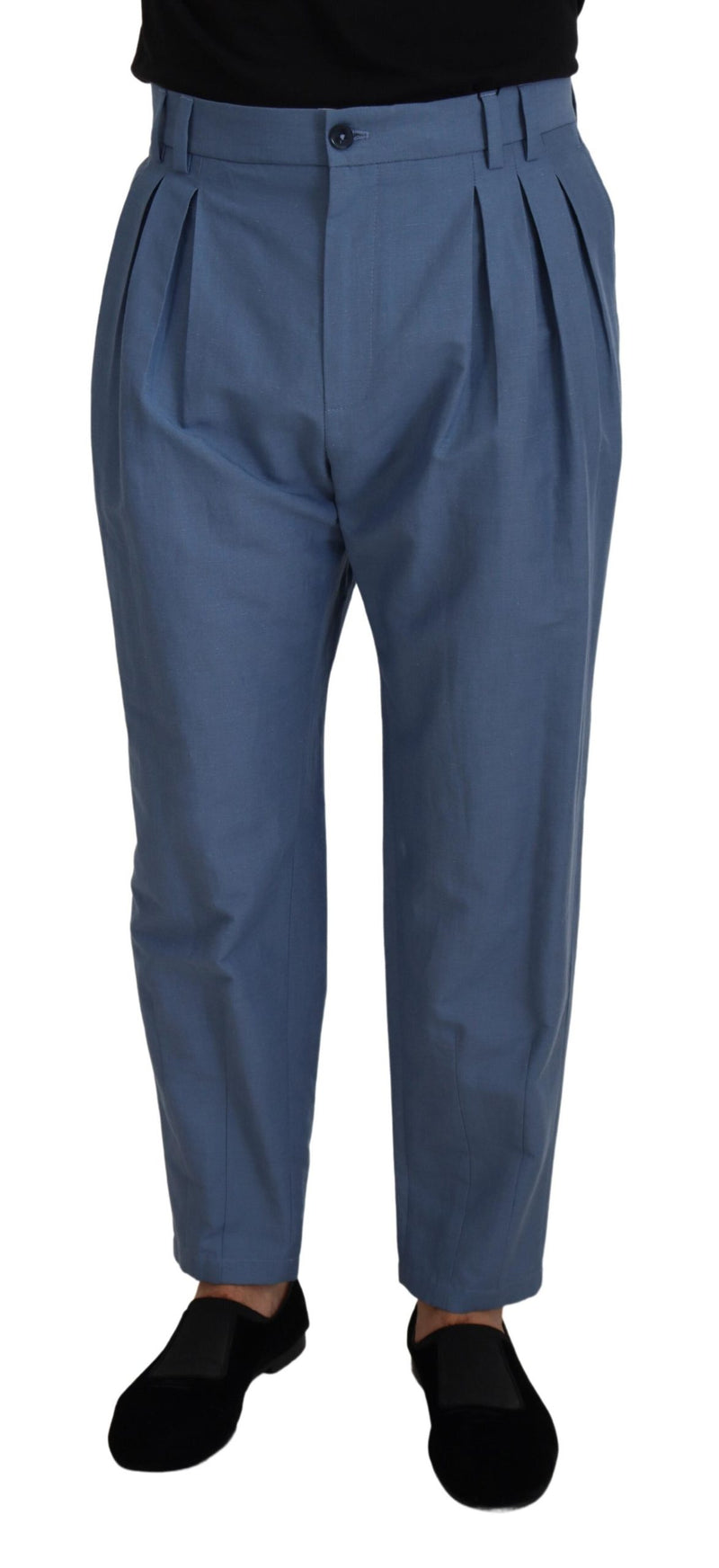 Pantalon chino habillé en lin bleu Dolce & Gabbana