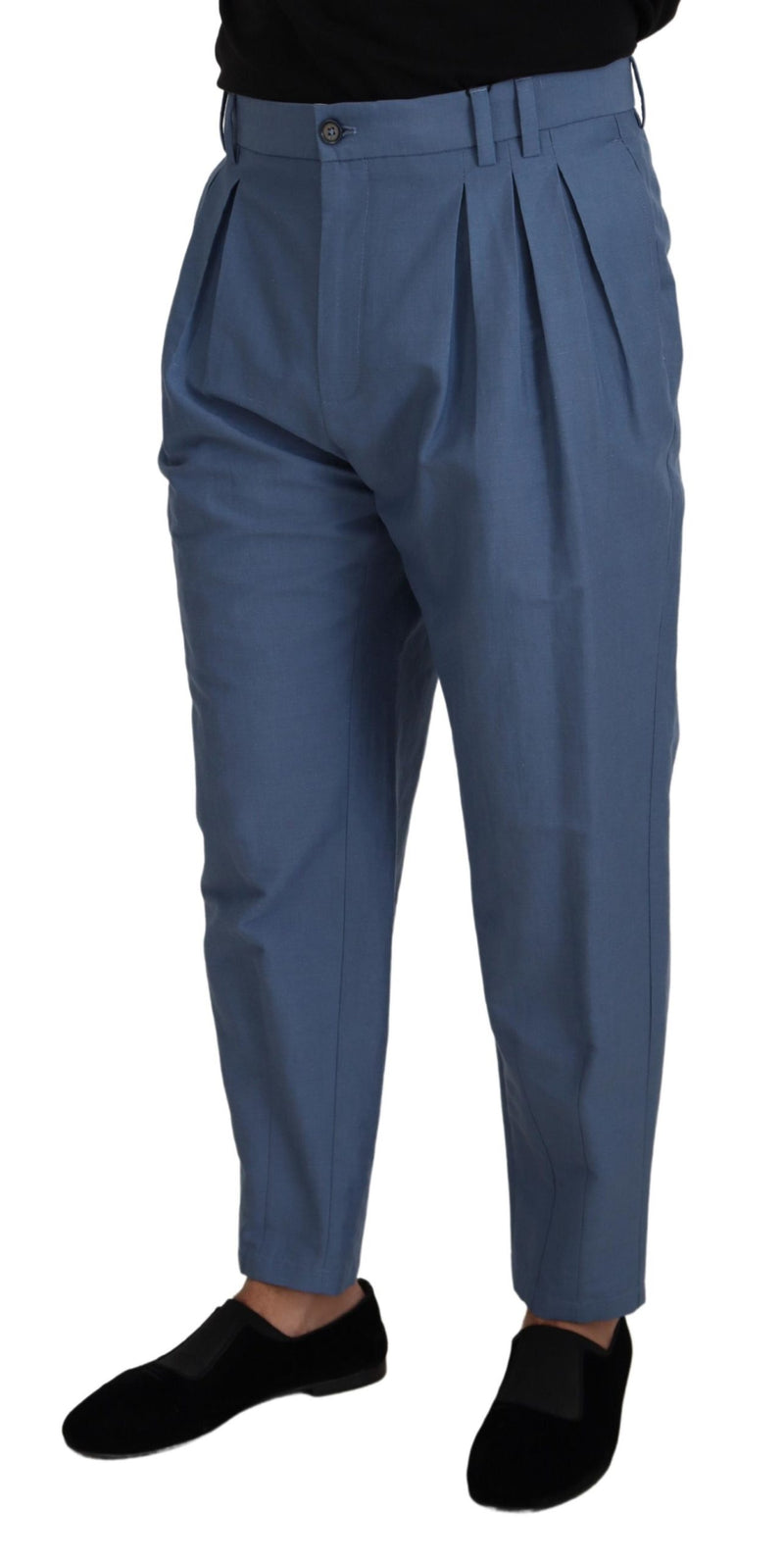 Pantalon chino habillé en lin bleu Dolce & Gabbana