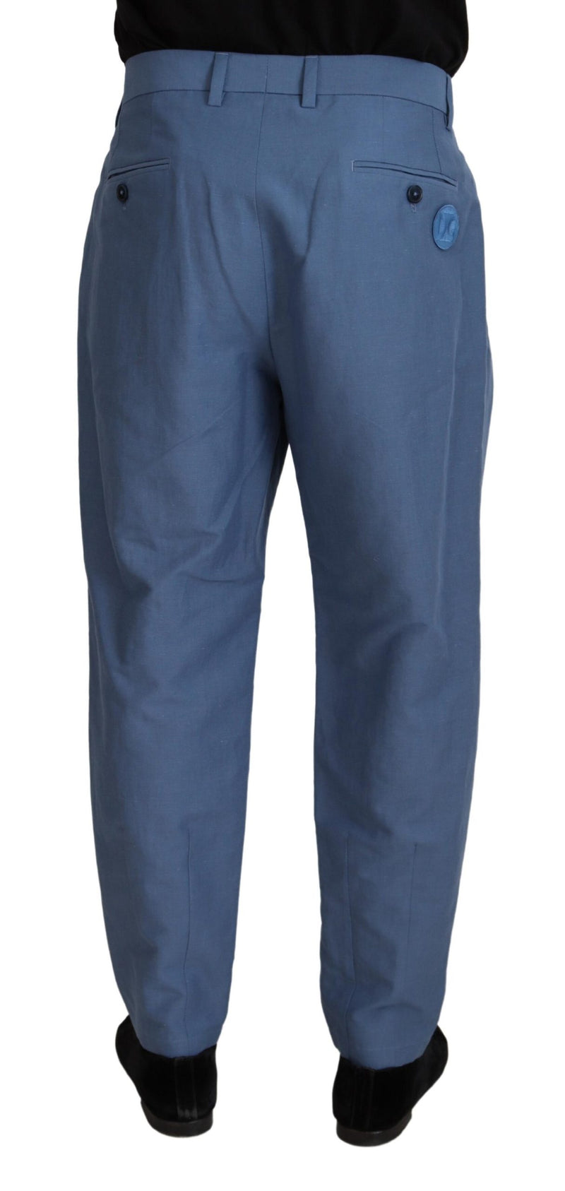 Pantalon chino habillé en lin bleu Dolce & Gabbana
