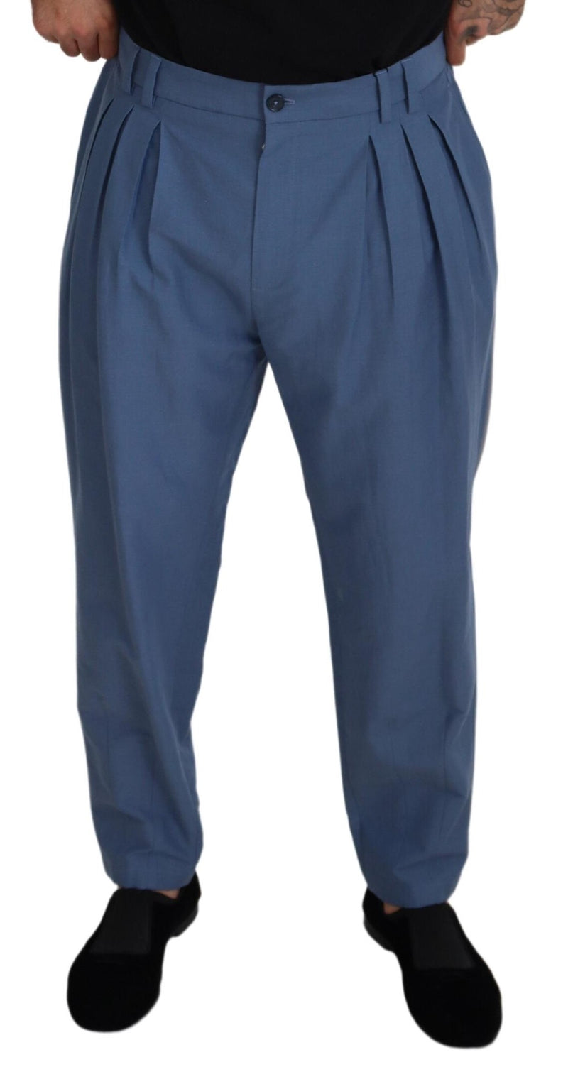 Pantalon chino habillé en lin bleu Dolce & Gabbana