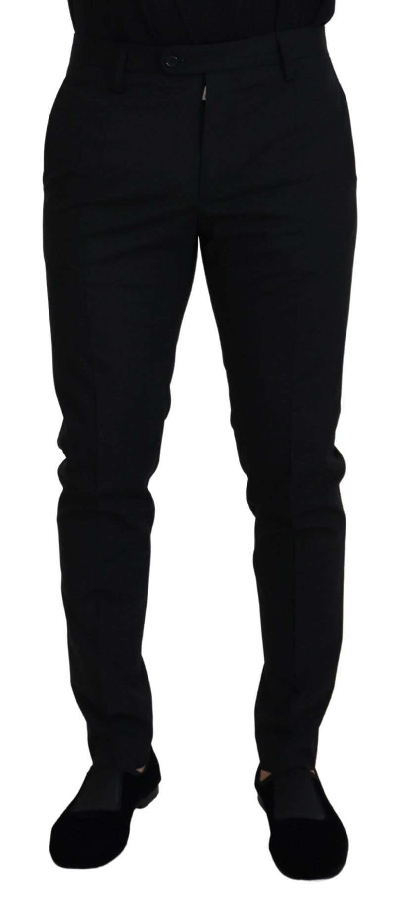 Pantalon chino habillé en polyester noir Dolce & Gabbana
