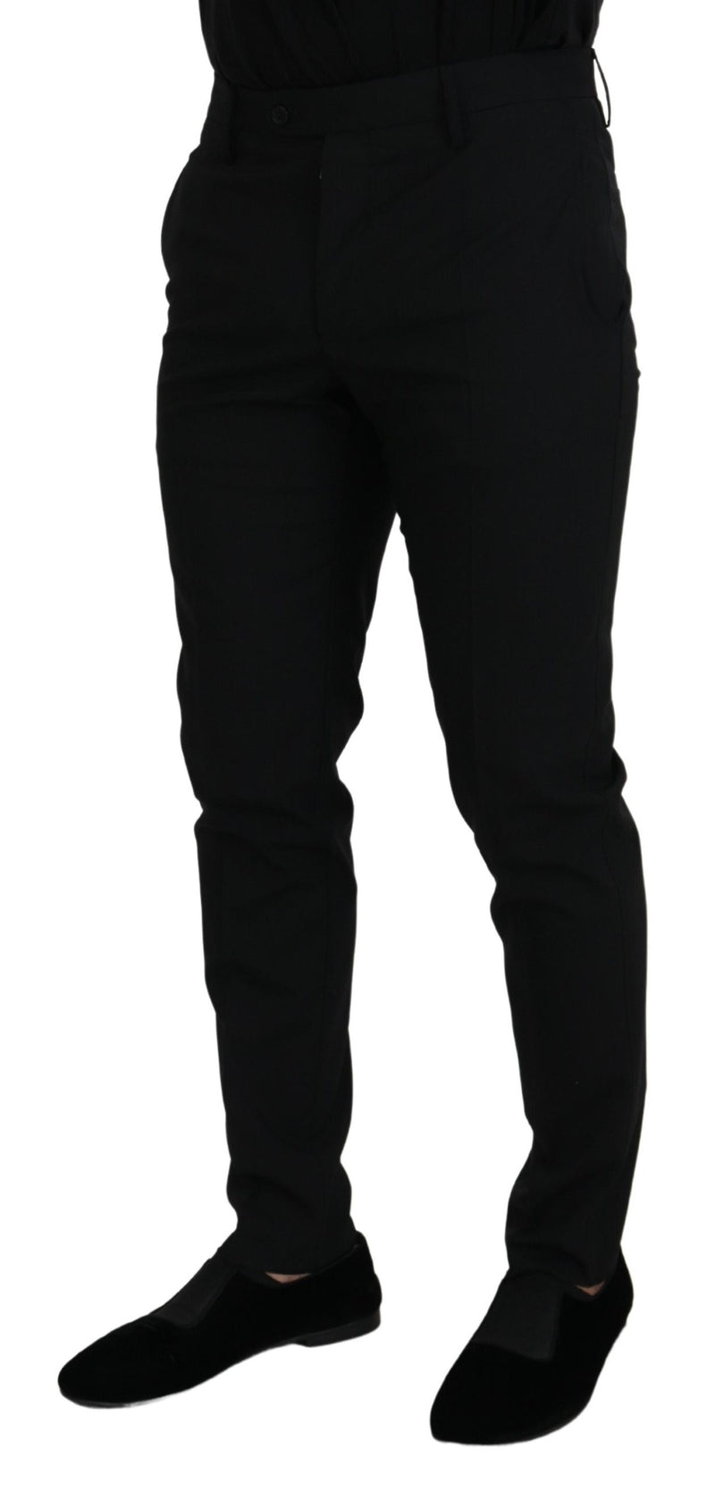 Pantalon chino habillé en polyester noir Dolce & Gabbana