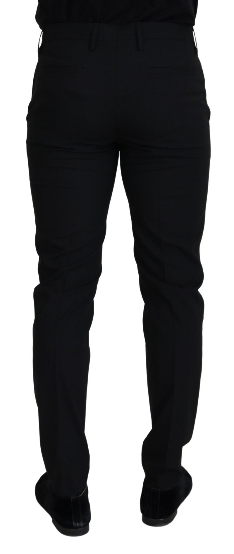 Pantalon chino habillé en polyester noir Dolce & Gabbana