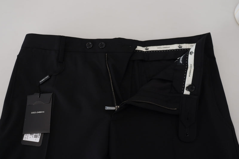 Pantalon chino habillé en polyester noir Dolce & Gabbana