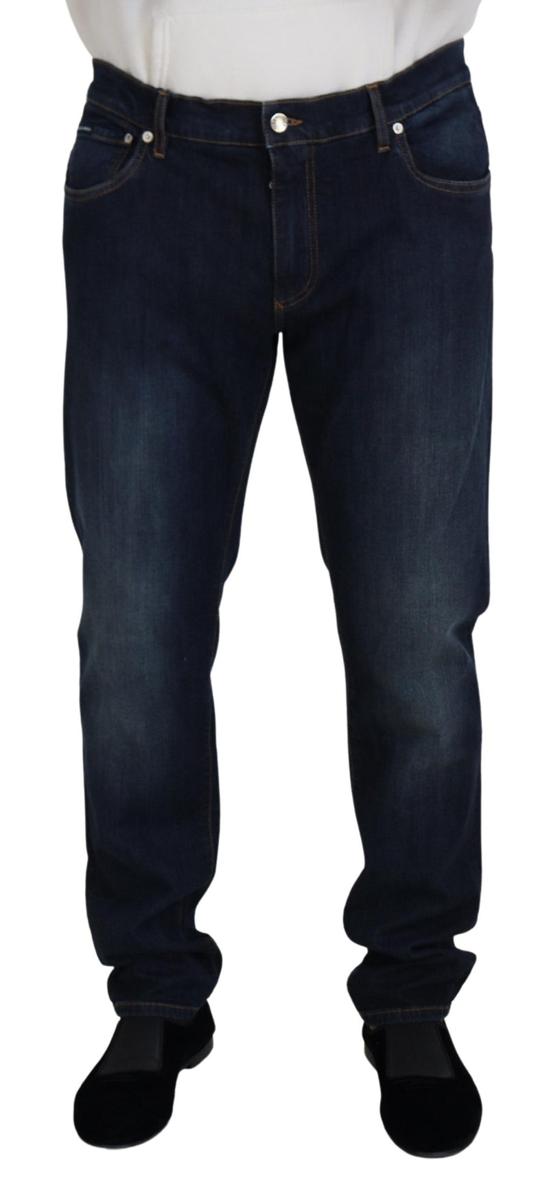 Calça jeans casual de corte reto em algodão azul Dolce & Gabbana