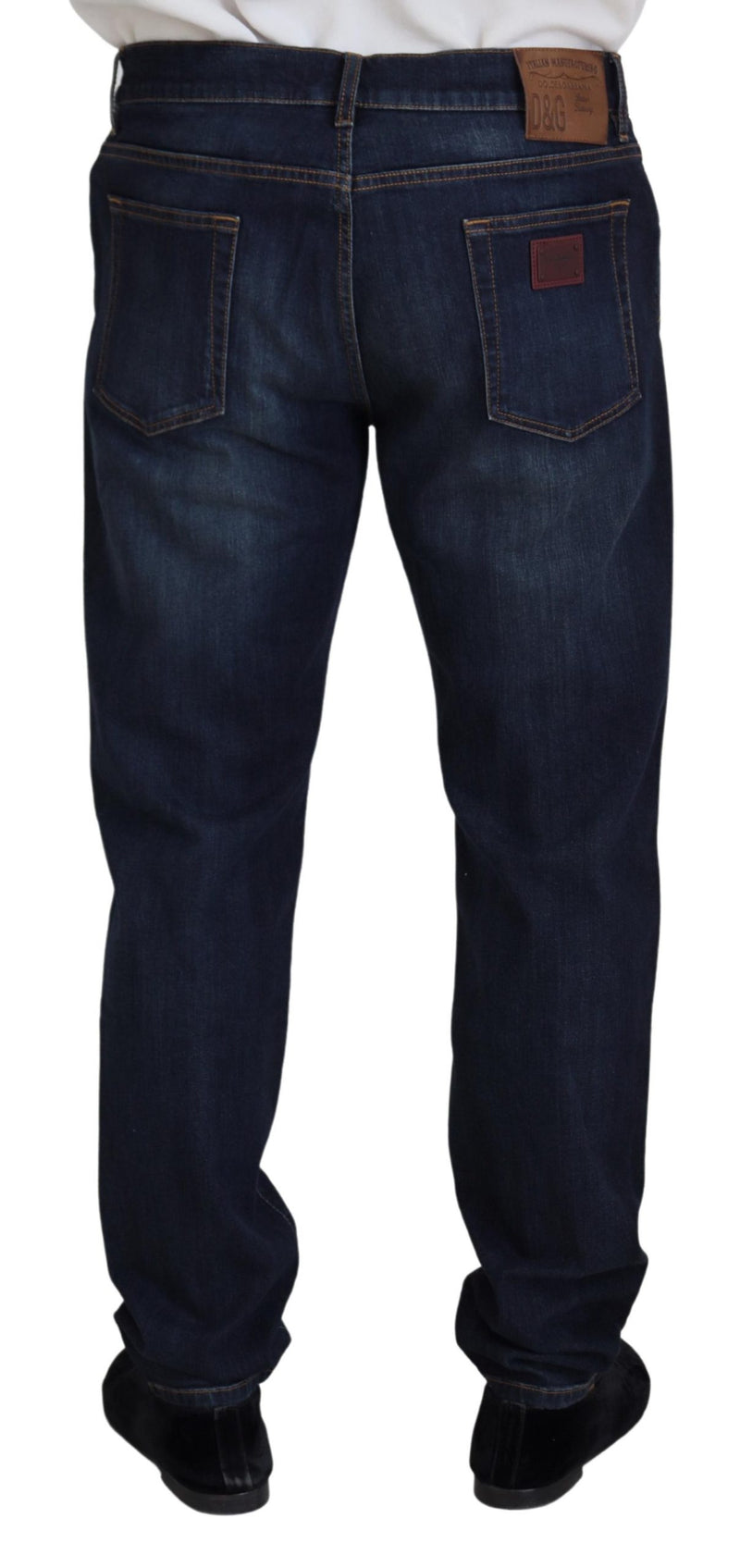 Calça jeans casual de corte reto em algodão azul Dolce & Gabbana