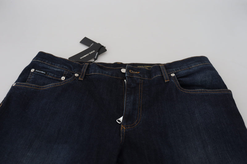 Calça jeans casual de corte reto em algodão azul Dolce & Gabbana