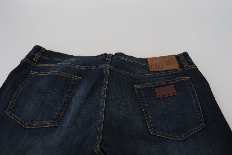 Calça jeans casual de corte reto em algodão azul Dolce & Gabbana