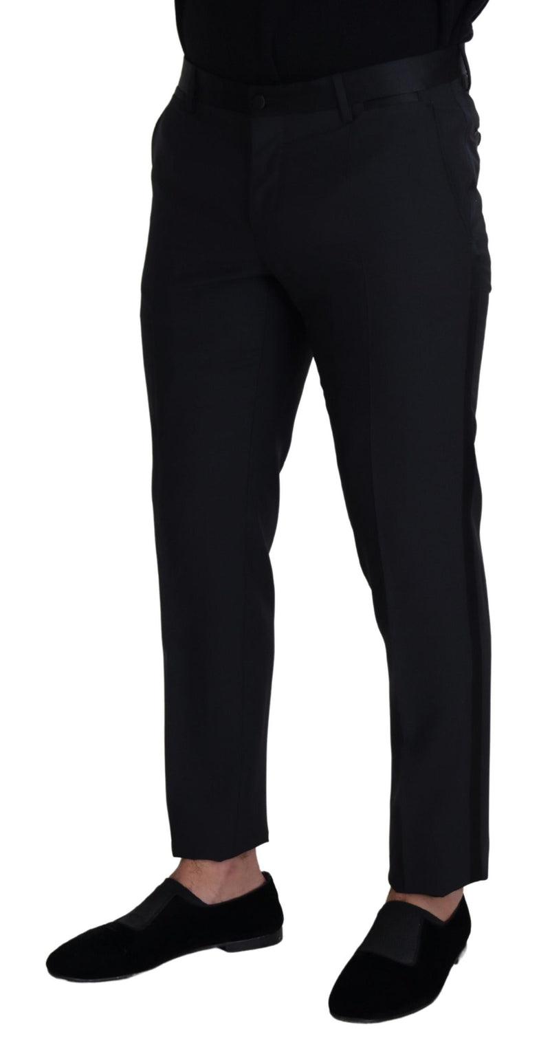 Pantaloni eleganti da uomo Dolce & Gabbana in lana nera