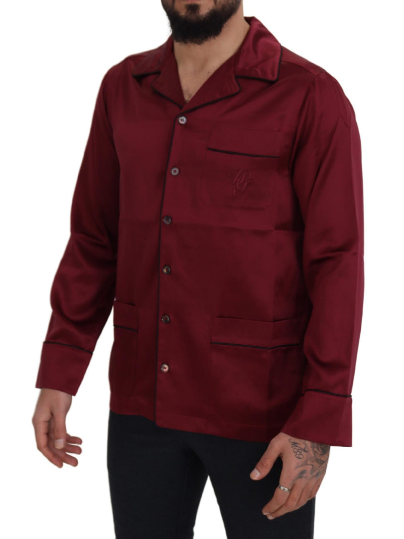 Camisa de seda roja para estar en casa, pijama de Dolce & Gabbana