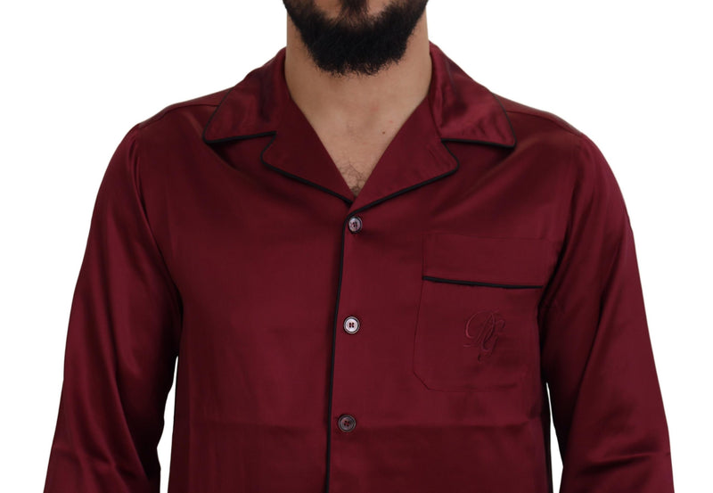 Camisa de seda roja para estar en casa, pijama de Dolce & Gabbana