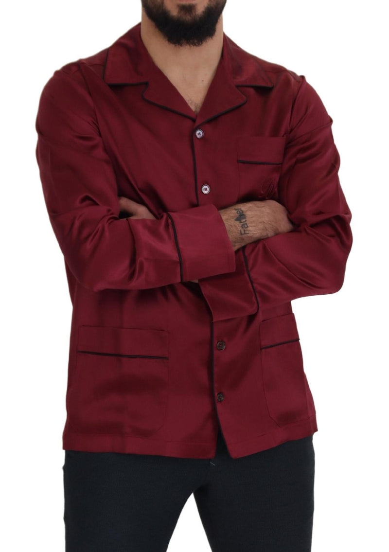 Camisa de seda roja para estar en casa, pijama de Dolce & Gabbana