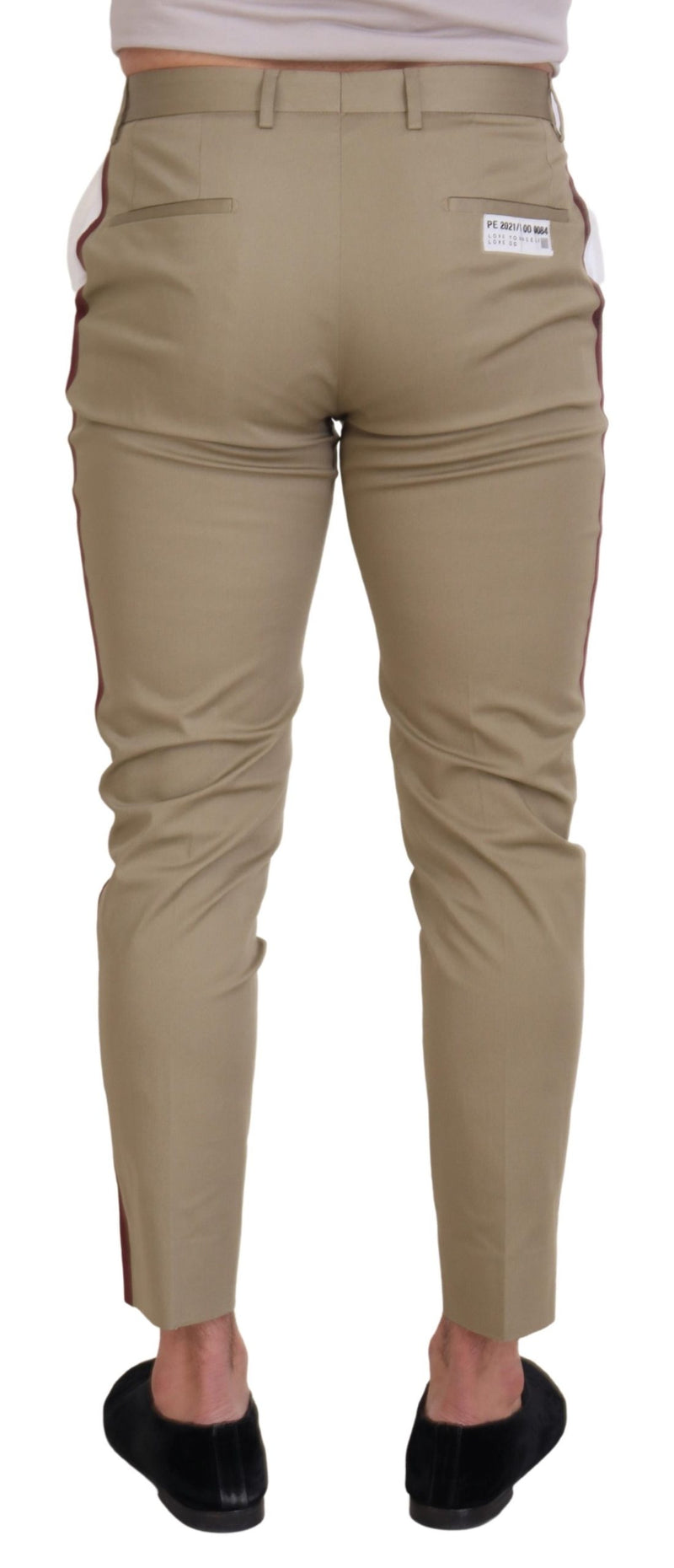 Calça chino de corte slim branca e marrom Dolce & Gabbana