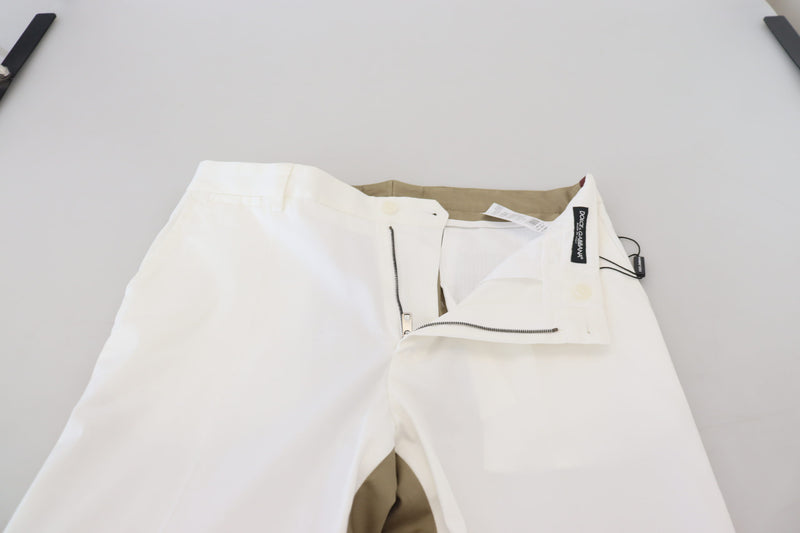 Calça chino de corte slim branca e marrom Dolce & Gabbana