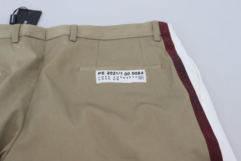 Calça chino de corte slim branca e marrom Dolce & Gabbana