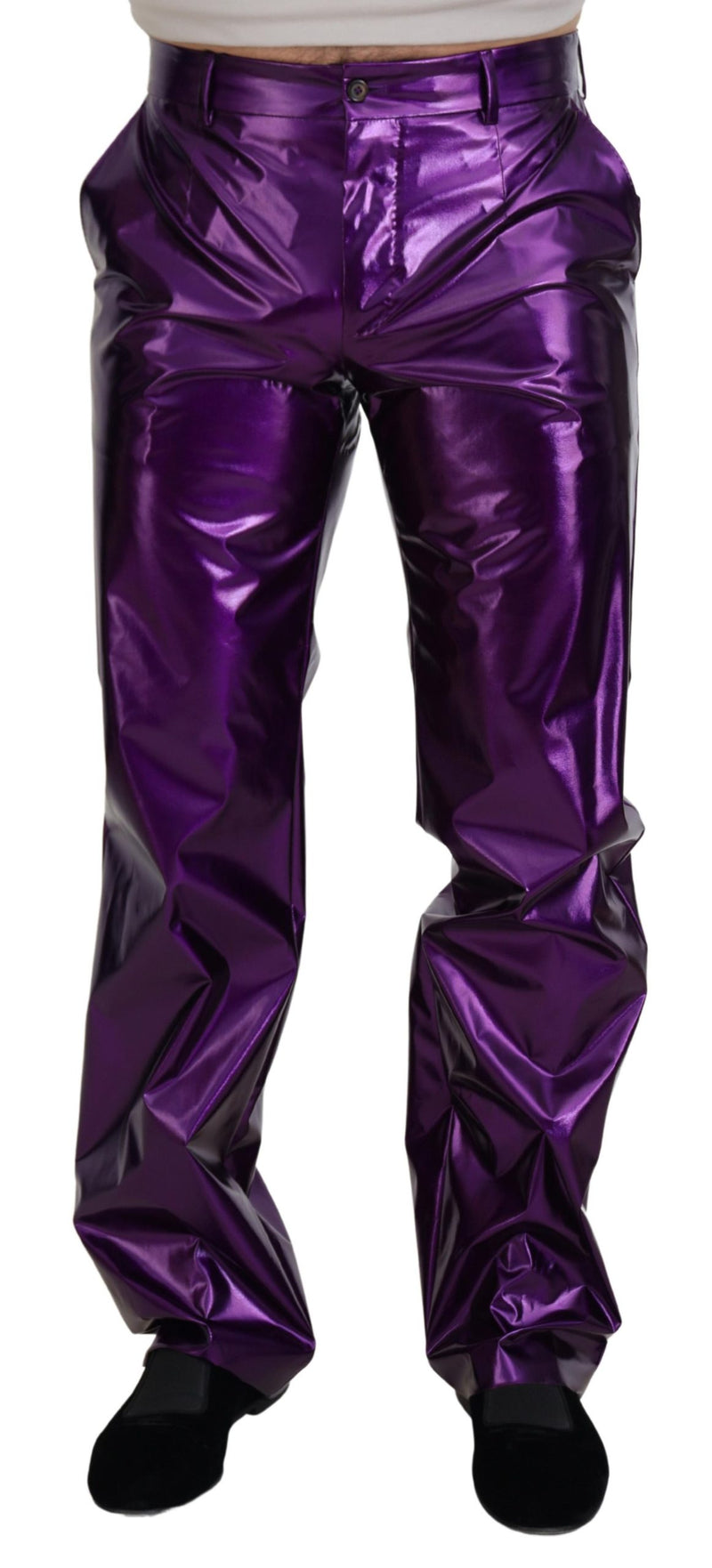 Pantaloni casual da uomo viola lucido Dolce & Gabbana