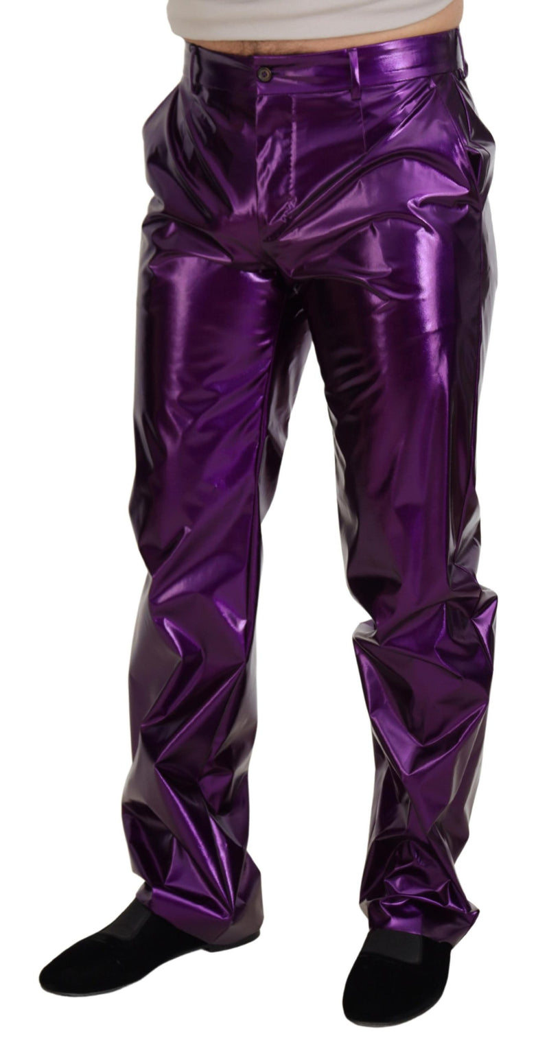 Pantaloni casual da uomo viola lucido Dolce & Gabbana