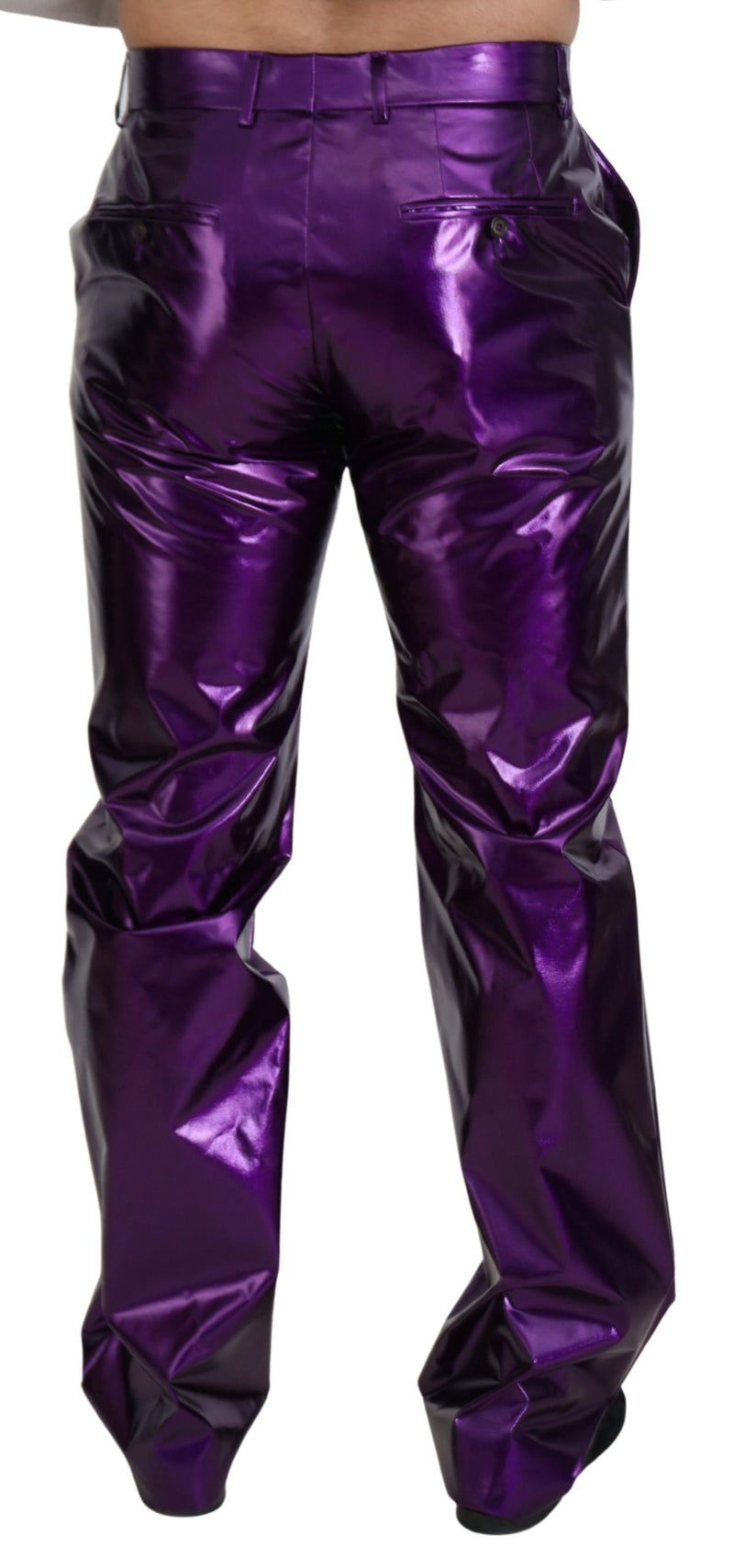 Pantaloni casual da uomo viola lucido Dolce & Gabbana