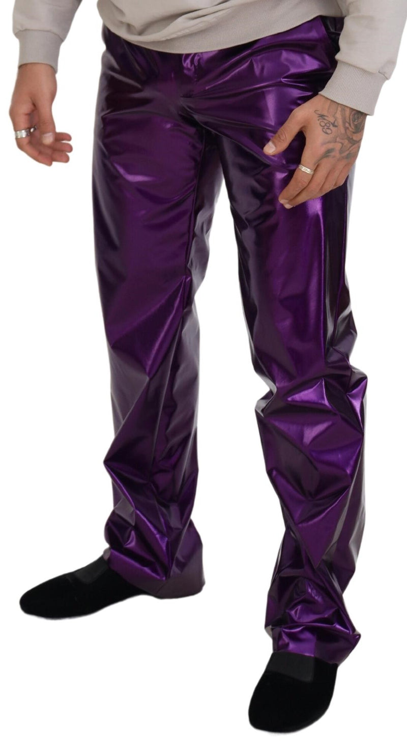 Pantaloni casual da uomo viola lucido Dolce & Gabbana