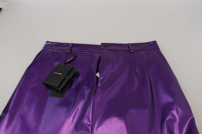 Pantaloni casual da uomo viola lucido Dolce & Gabbana