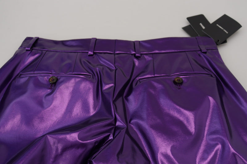 Pantaloni casual da uomo viola lucido Dolce & Gabbana