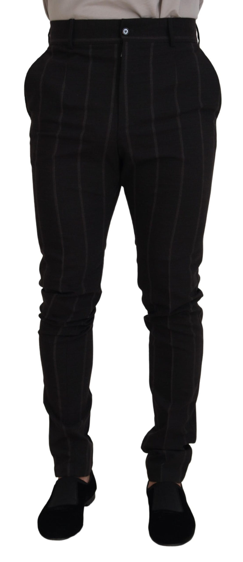Pantaloni formali da uomo stile chino in lana nera Dolce & Gabbana