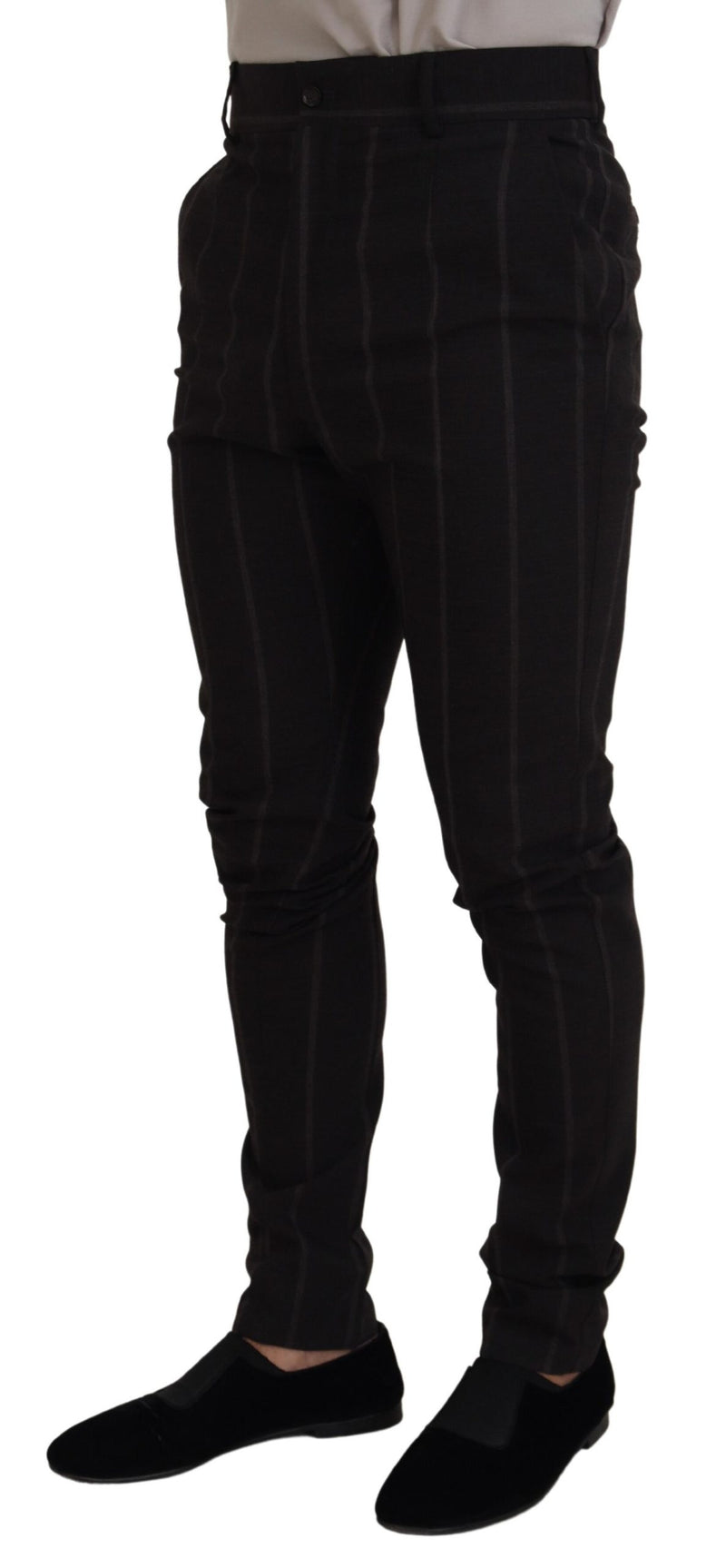 Pantaloni formali da uomo stile chino in lana nera Dolce & Gabbana