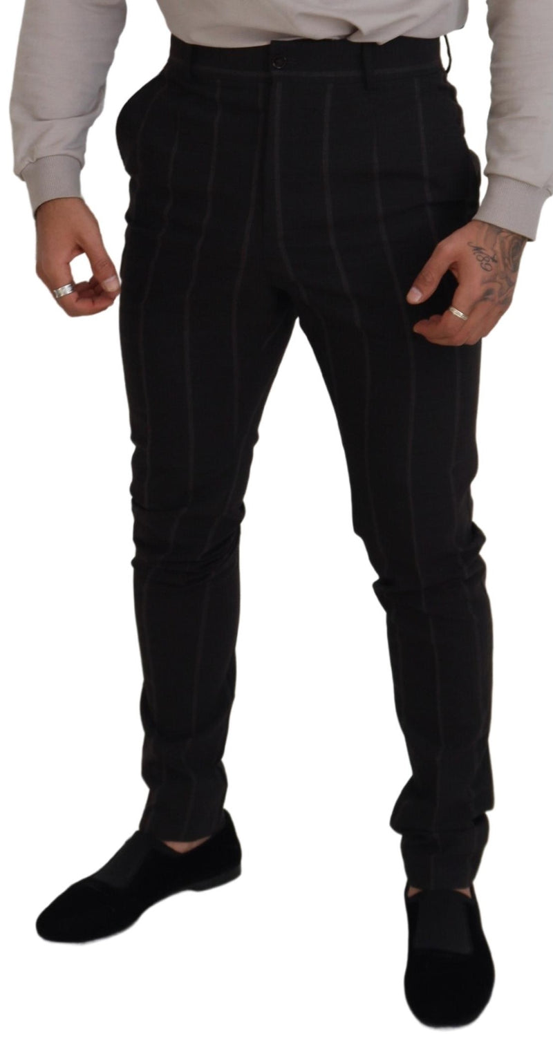 Pantaloni formali da uomo stile chino in lana nera Dolce & Gabbana