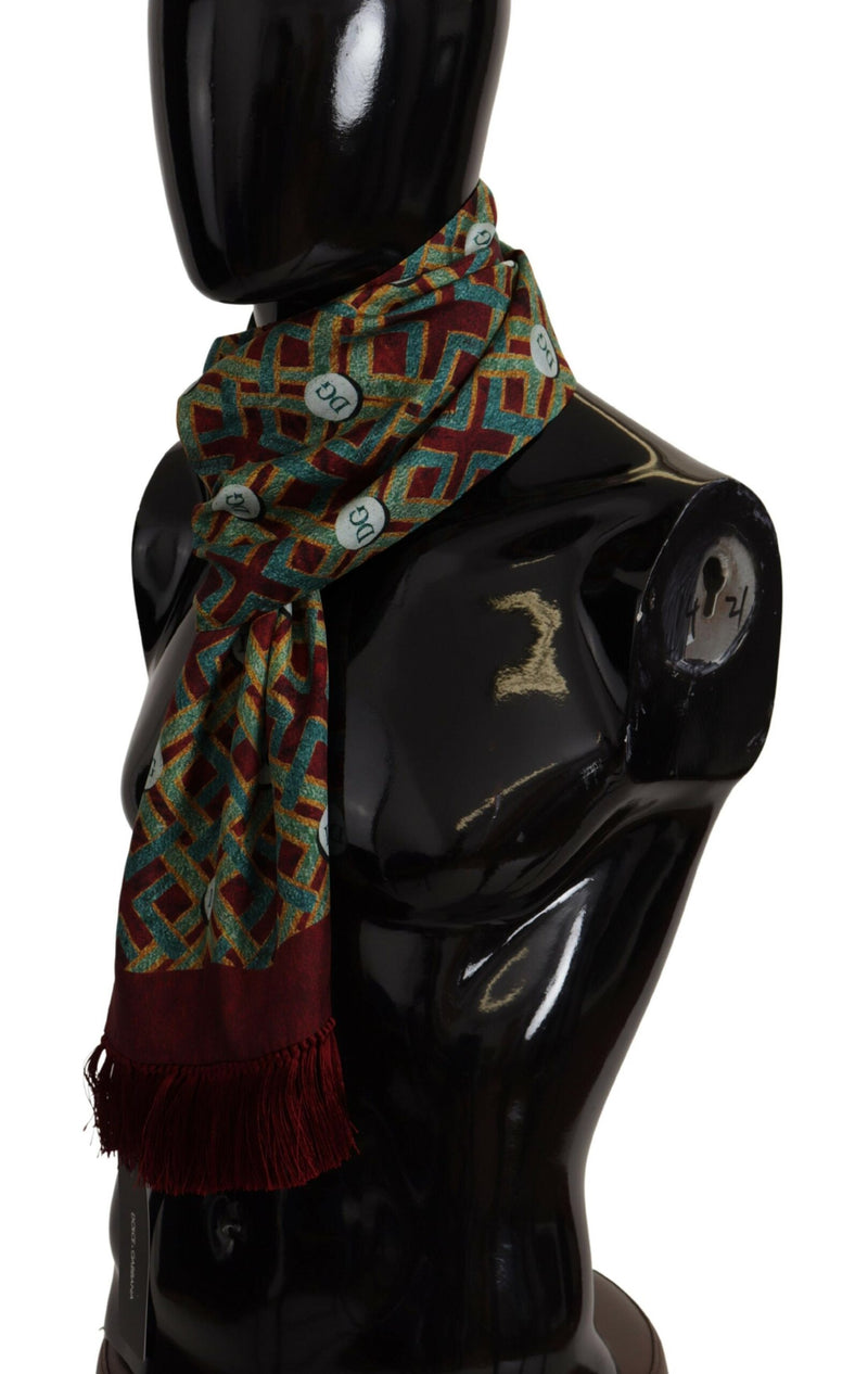 Sciarpa a scialle multicolore con logo DG, calda, da avvolgere al collo, con frange Dolce & Gabbana