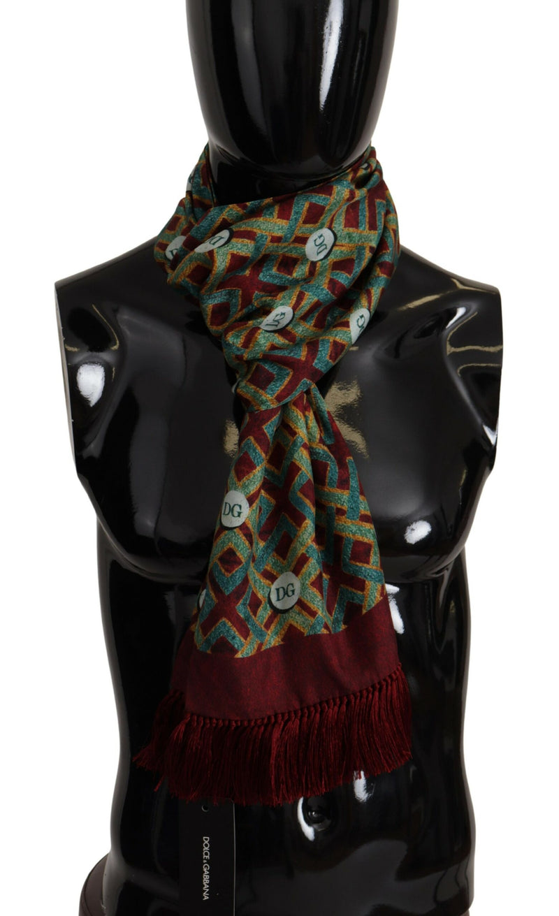 Sciarpa a scialle multicolore con logo DG, calda, da avvolgere al collo, con frange Dolce & Gabbana