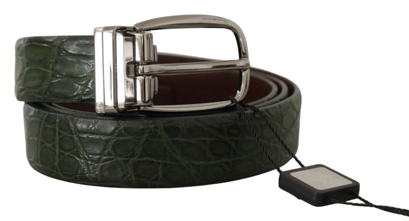 Cintura verde in pelle esotica con fibbia argentata Dolce & Gabbana