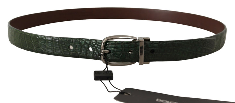 Cintura verde in pelle esotica con fibbia argentata Dolce & Gabbana