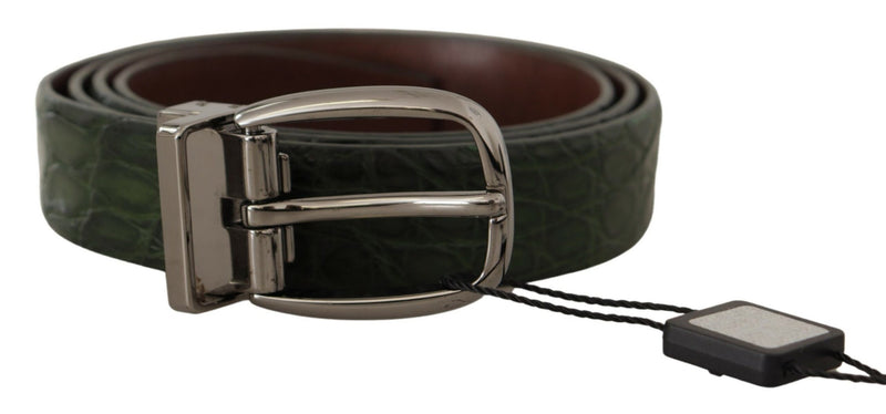Cintura verde in pelle esotica con fibbia argentata Dolce & Gabbana